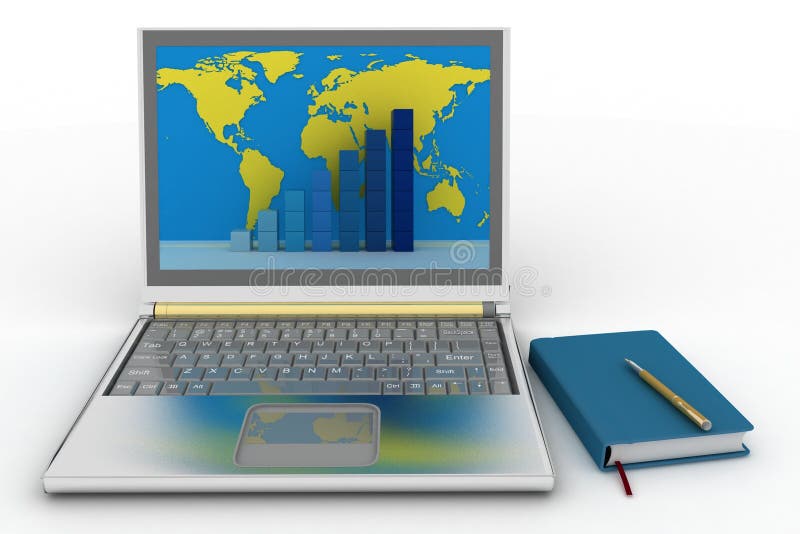 Laptop and Other Office Instruments for Work Stock Illustration Illustration of education