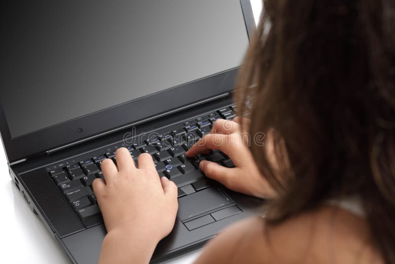 Laptop over the shoulder royalty free stock images