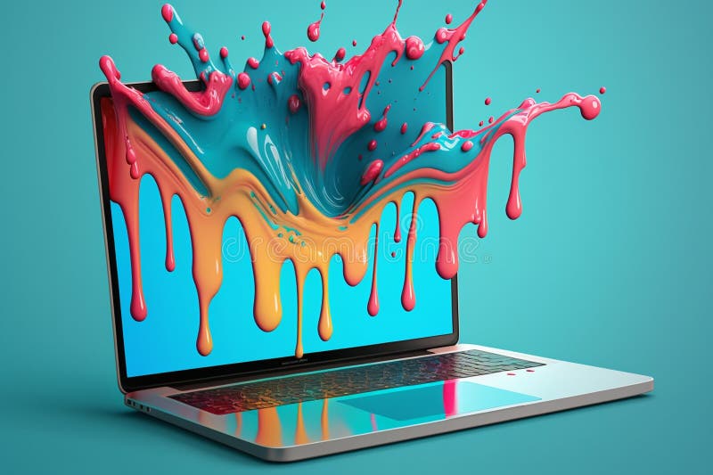 Laptop in Paint. Created with Generative Ai Technology Stock Image
