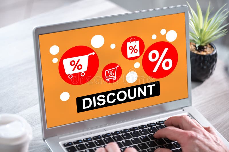 Discount Concept on a Laptop Screen Stock Image Image of screen