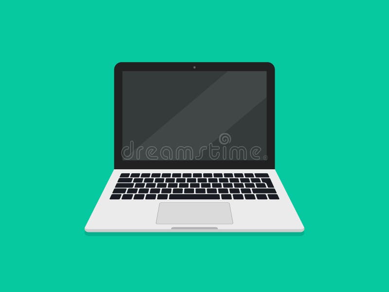 Laptop with Screen and Keyboard. Laptop in Cartoon Style. Icon of Computer  in Front. Mockup of Open Notebook Stock Vector - Illustration of isolated,  internet: 208484435