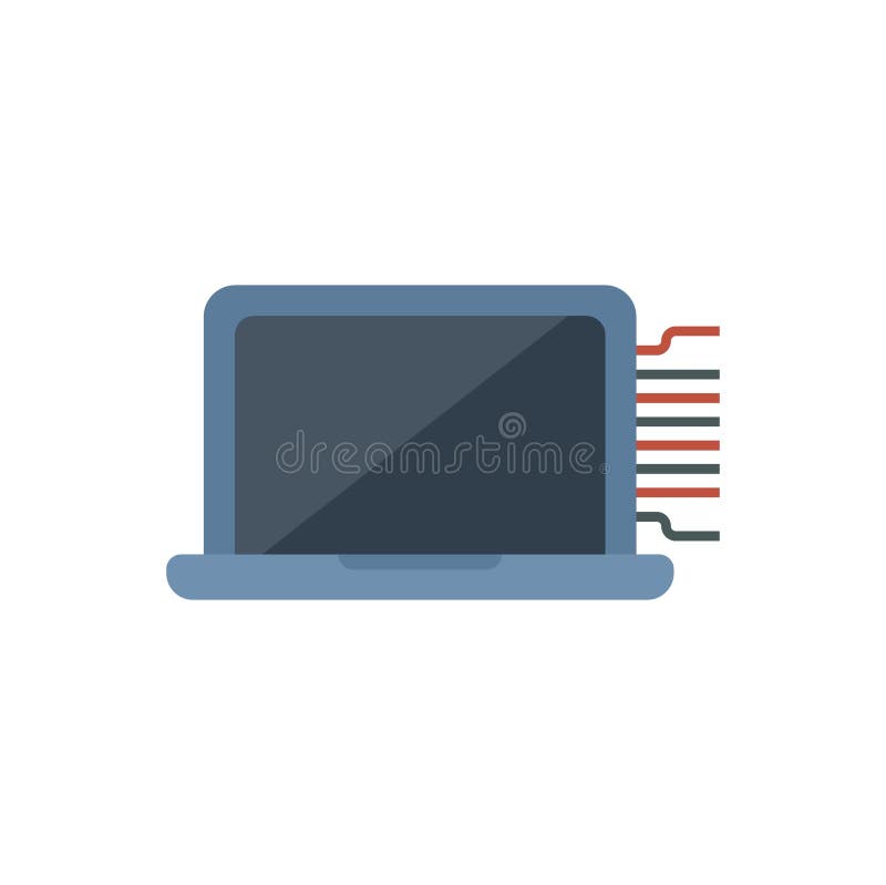 Laptop showing artificial intelligence algorithm processing data stock illustration