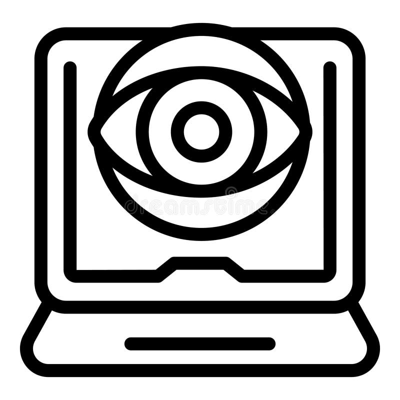 Laptop showing eye symbolising concept of computer vision technology vector illustration