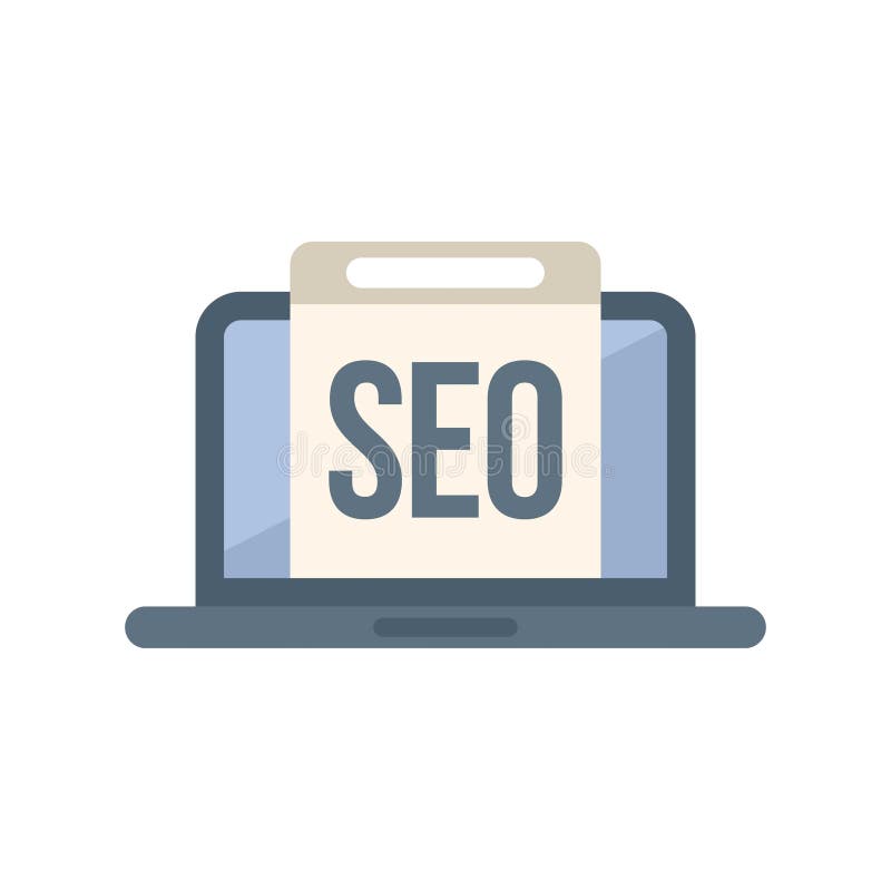 Laptop showing seo banner for search engine optimization stock illustration