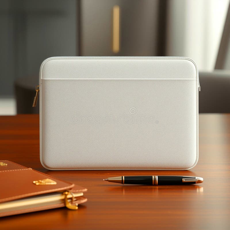 Laptop Sleeve Notebook Clipboard Office Essentials stock illustration