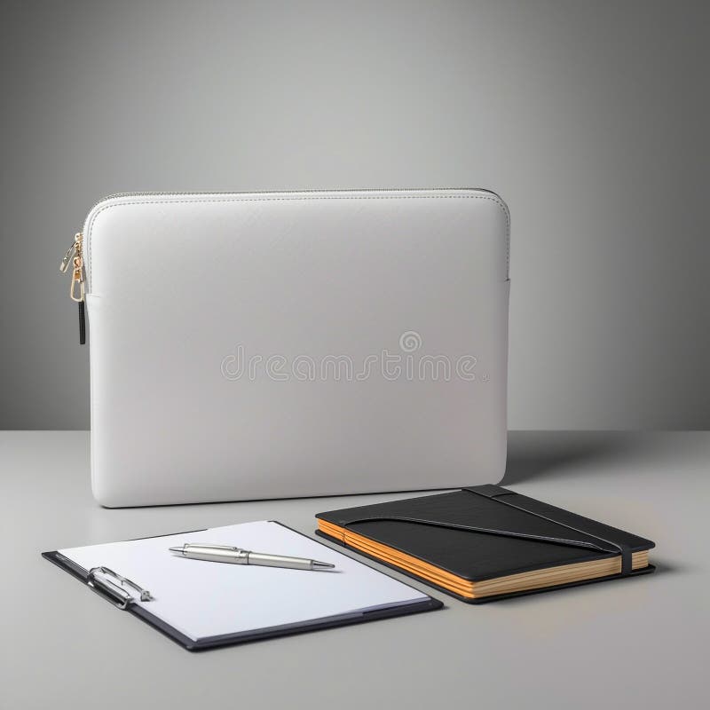 Laptop Sleeve Notebook Clipboard Office Essentials royalty free illustration