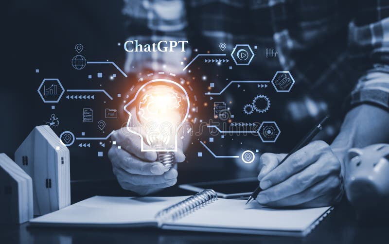 Laptop or Smartphone With ChatGPT Chat with AI royalty free stock images