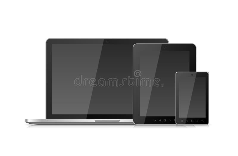 Laptop Smartphone Mobile and Tablet PC with Blank royalty free illustration