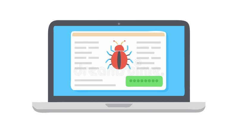 Laptop with Software Virus: Cybersecurity Alert & Threat, vector design Generative AI stock illustration