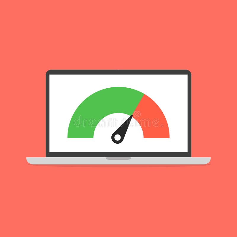 Laptop with Speed Test on the Screen. Stock Vector Illustration of