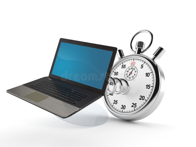 Laptop Stopwatch Delivery Icon Thick Line Stock Vector Illustration