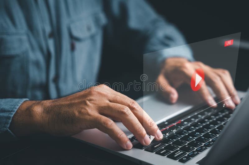 Laptop Streaming Platform Showcasing Diverse Video Content Stock Image