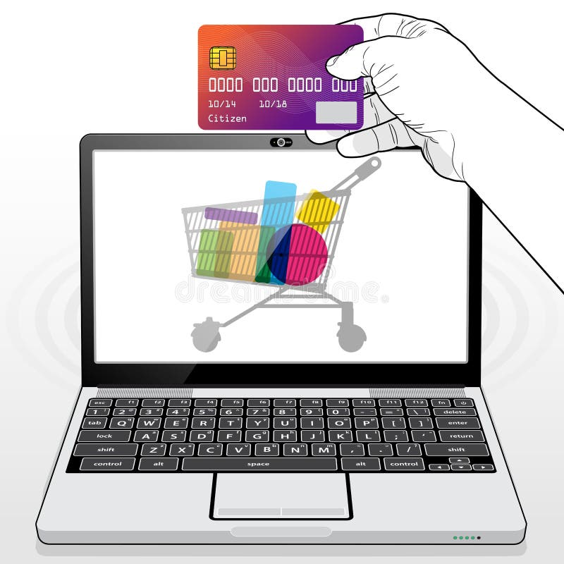 Laptop Computer Purchase Stock Vector Illustration of shop