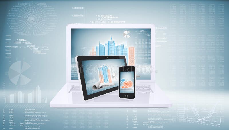 Laptop, tablet pc and smart phone vector illustration