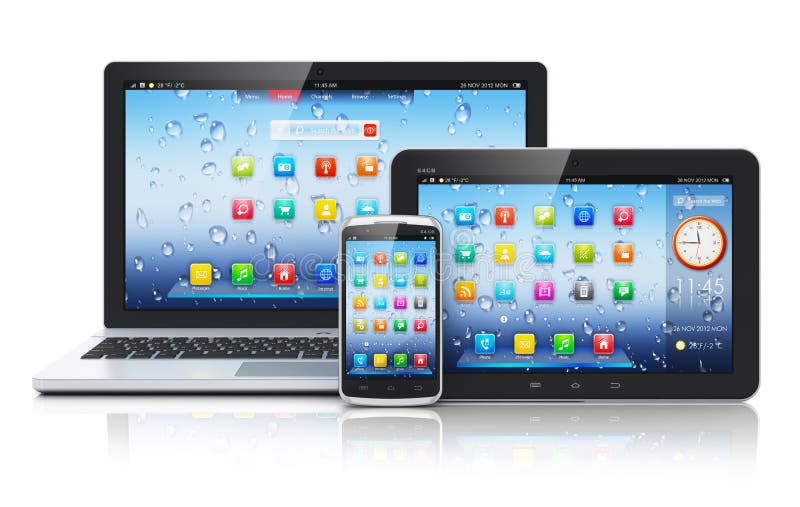 Laptop, tablet PC and smartphone vector illustration Laptop, tablet PC and smartphone vector illustration