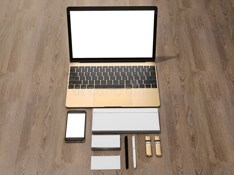 Laptop, Tablet, Phone, All in One Place Stock Illustration