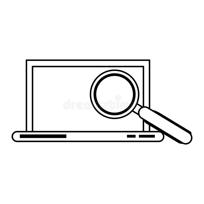 Laptop technologii narzędzia mobilna kreskówka w czarny i biały ilustracji Laptop technologii narzędzia mobilna kreskówka w czarny i biały ilustracji