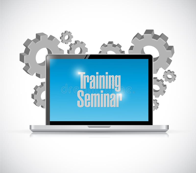 Laptop training seminar gear illustration design royalty free illustration Laptop training seminar gear illustration design royalty free illustration