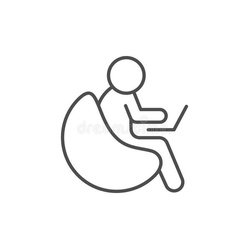 Laptop user line outline icon stock illustration