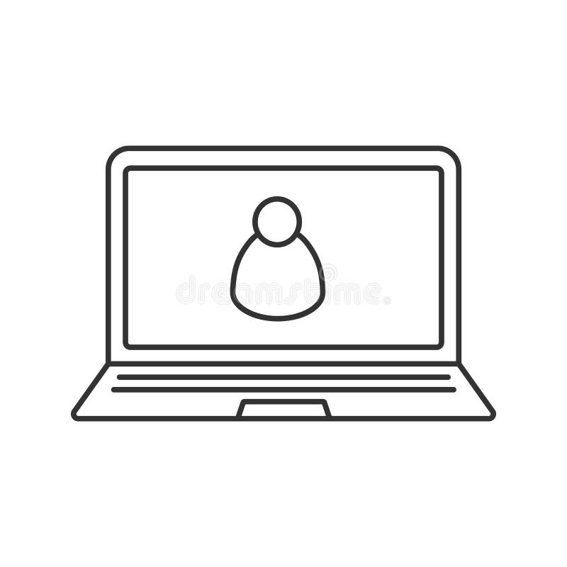 Laptop user linear icon royalty free illustration