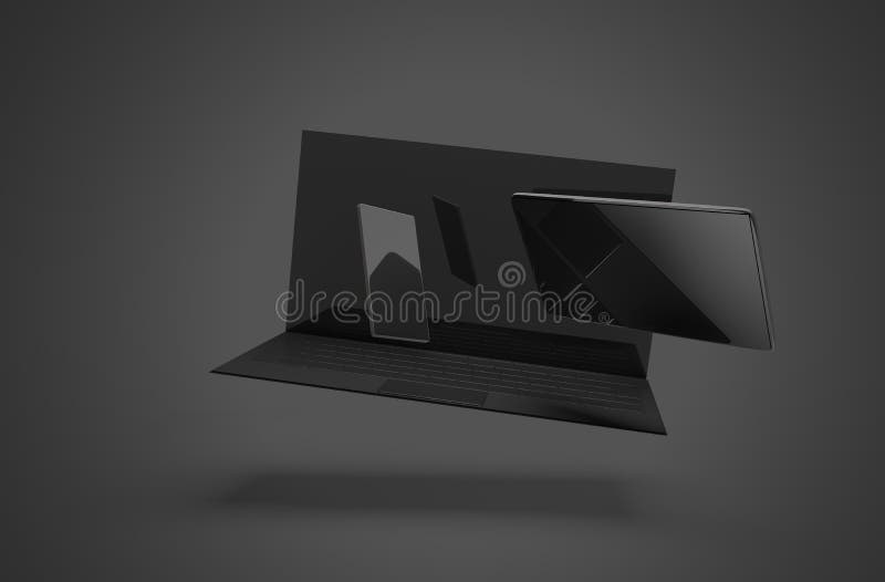 Laptop van het computernotitieboekje tablet-computer mobiele telefoon 3d-illustratie stock illustratie Laptop van het computernotitieboekje tablet-computer mobiele telefoon 3d-illustratie stock illustratie