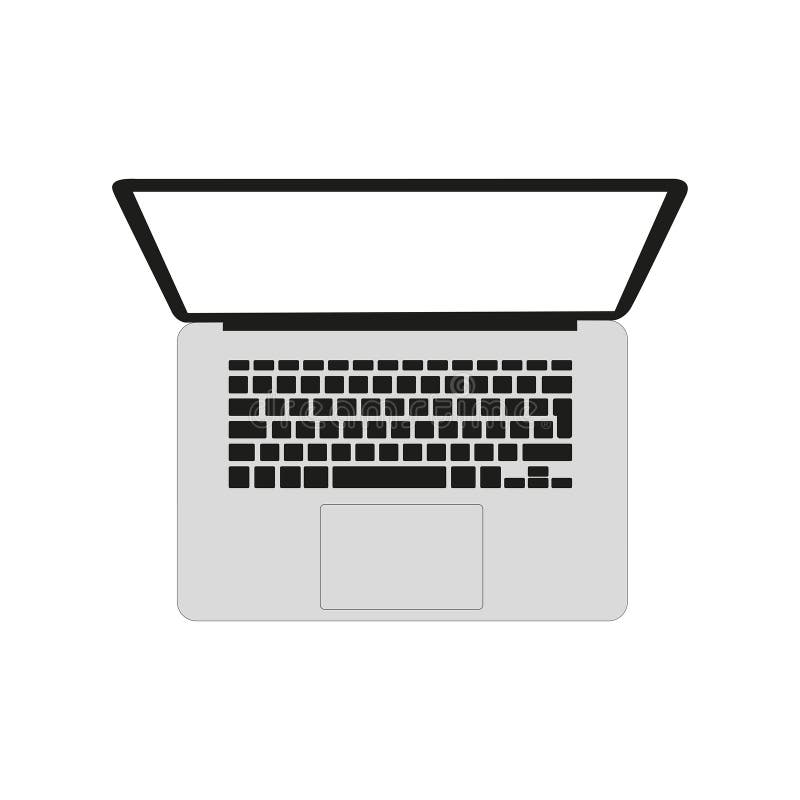 Laptop vector illustration, top view. Computer, pc, device, display stock illustration