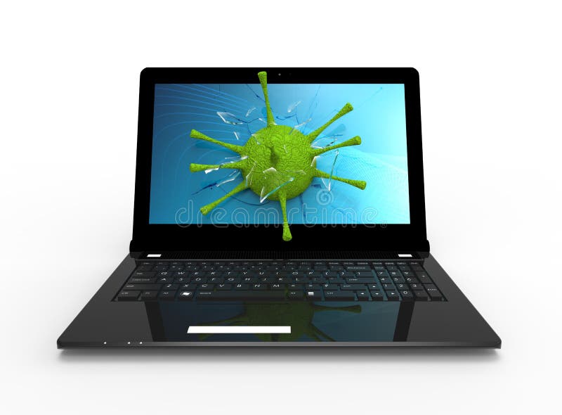 Laptop Virus Malware Trojan Notification Or Alert. Hacker Attack Vector