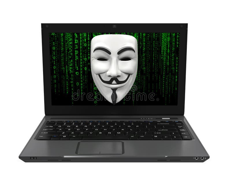 White Mask Of A Computer Hacker Isolated On White Stock Photo