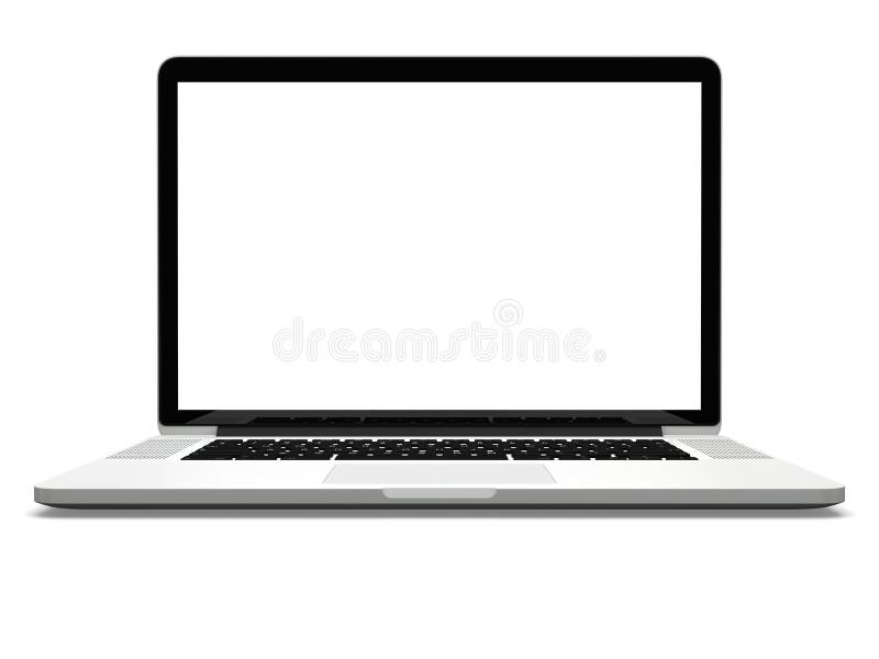 Laptop with white screen stock illustration. Illustration of mobility