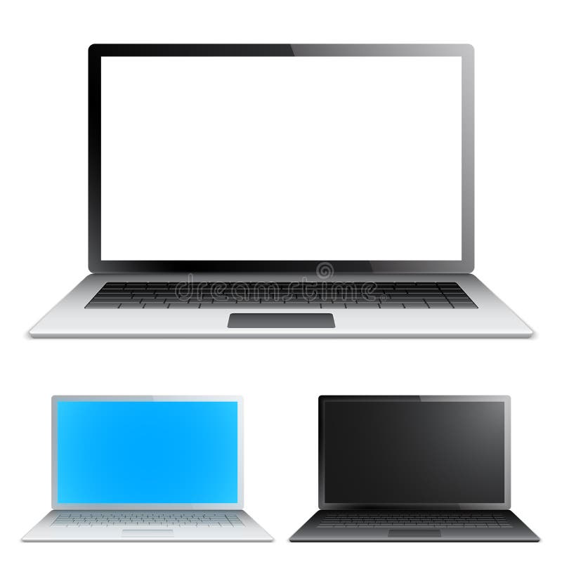 Laptop with White Screen stock vector. Illustration of mobile 134020618
