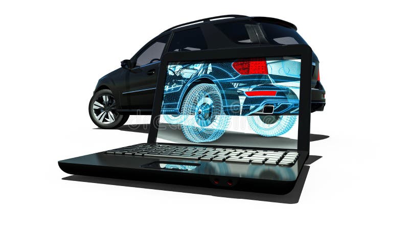 Laptop Wire Frame SUV royalty free illustration Laptop Wire Frame SUV royalty free illustration