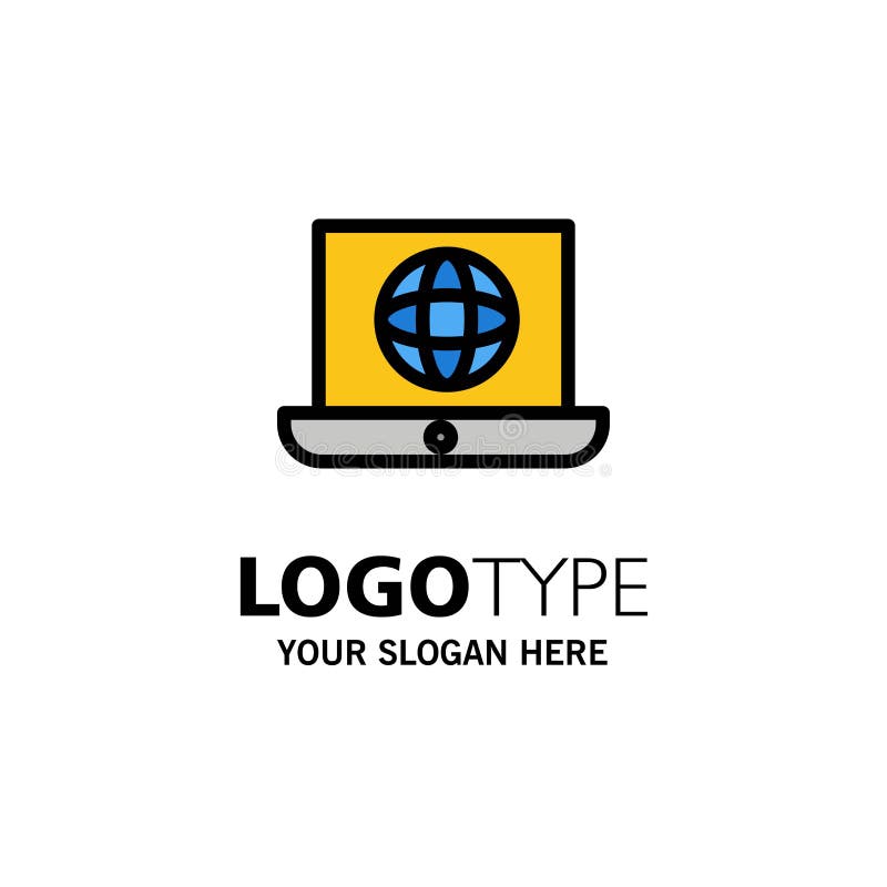 Laptop, World, Globe, Technical Business Logo Template. Flat Color royalty free illustration Laptop, World, Globe, Technical Business Logo Template. Flat Color royalty free illustration