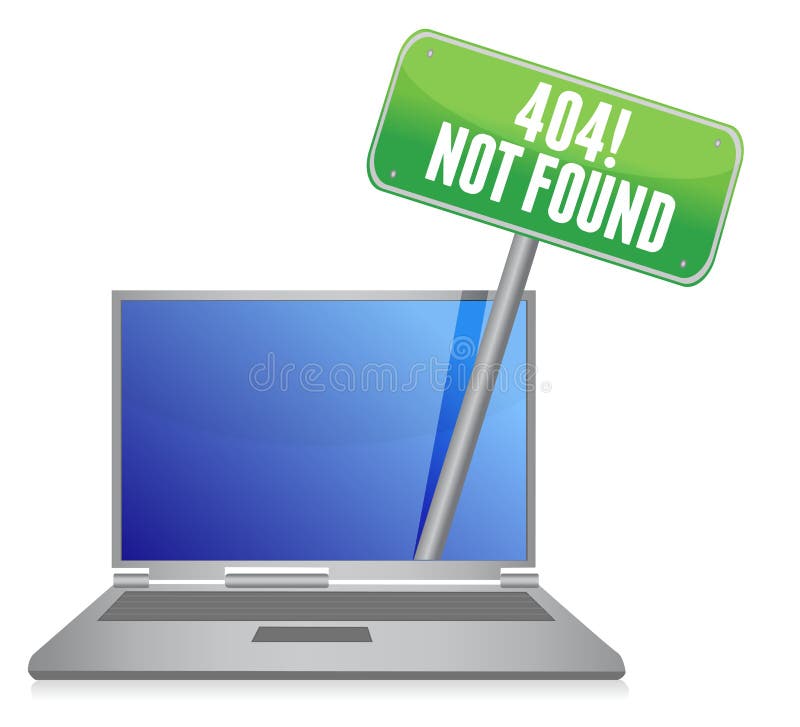 Laptop z 404 błędu wiadomością ilustracji