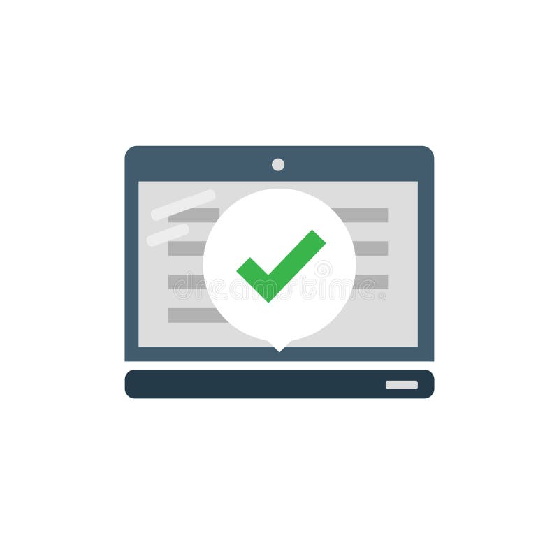 Laptop z checkmark lub cwelicha powiadomieniem w b?blu Zatwierdzony wyb?r Akceptuje checkmark lub zatwierdza budowy ilustraci zap royalty ilustracja Laptop z checkmark lub cwelicha powiadomieniem w b?blu Zatwierdzony wyb?r Akceptuje checkmark lub zatwierdza budowy ilustraci zap royalty ilustracja