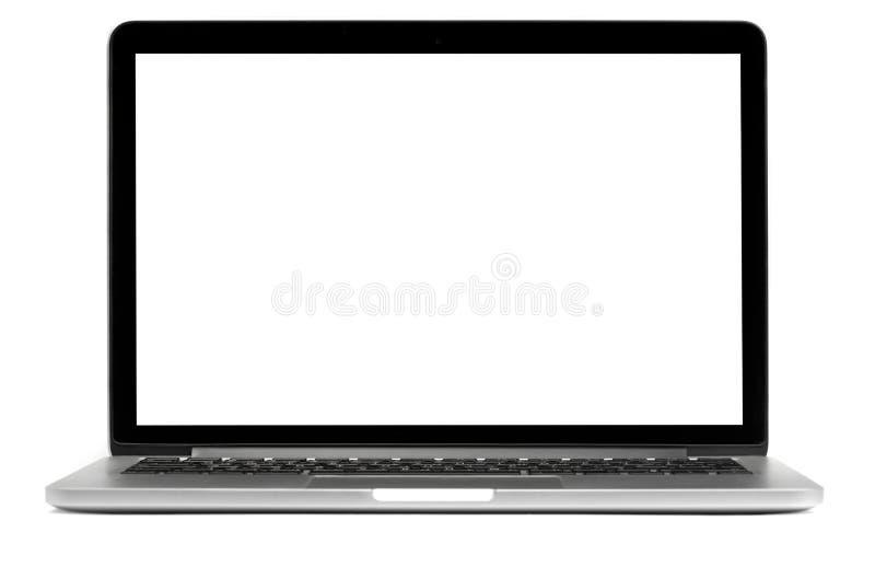 Laptop z pustym ekranem odizolowywającym obrazy royalty free