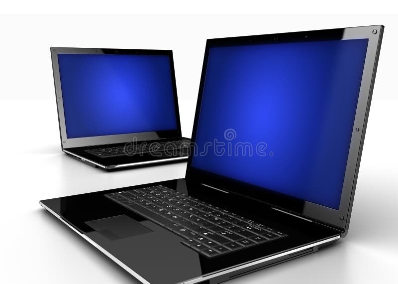 Laptops with blue screens royalty free illustration