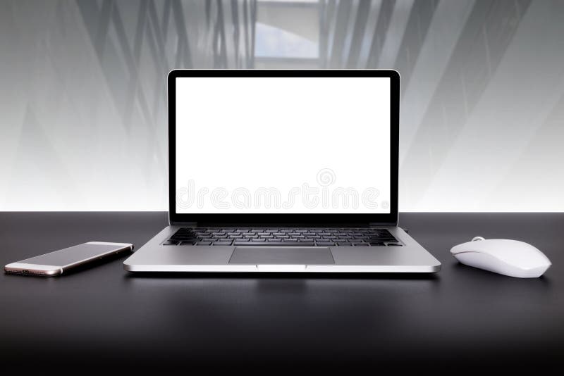 Laptopu t?o, workspace z laptopem, biurowych dostaw gad?et lub pracowniany biuro, w domu Biurko przestrzeni egzamin pr?bny w g?r? fotografia stock Laptopu t?o, workspace z laptopem, biurowych dostaw gad?et lub pracowniany biuro, w domu Biurko przestrzeni egzamin pr?bny w g?r? fotografia stock