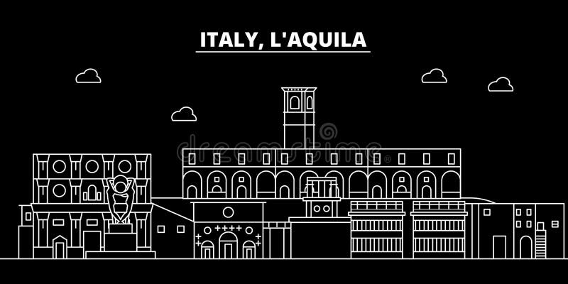 LAquila silhouette skyline. Italy - LAquila vector city, italian linear architecture, buildings. LAquila travel