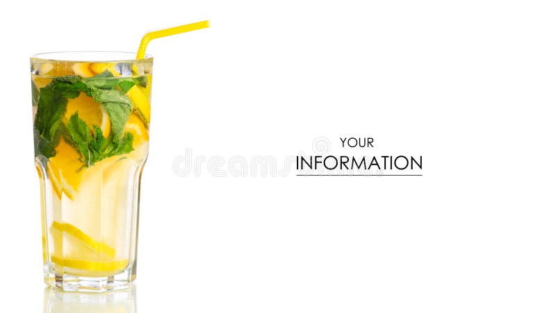 Laranja de vidro do limão da limonada com teste padrão da hortelã imagens de stock royalty free
