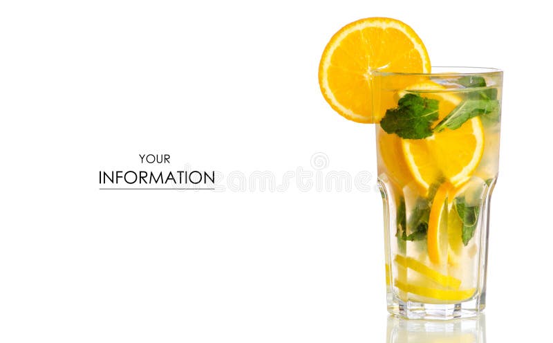 Laranja de vidro do limão da limonada com teste padrão da hortelã foto de stock