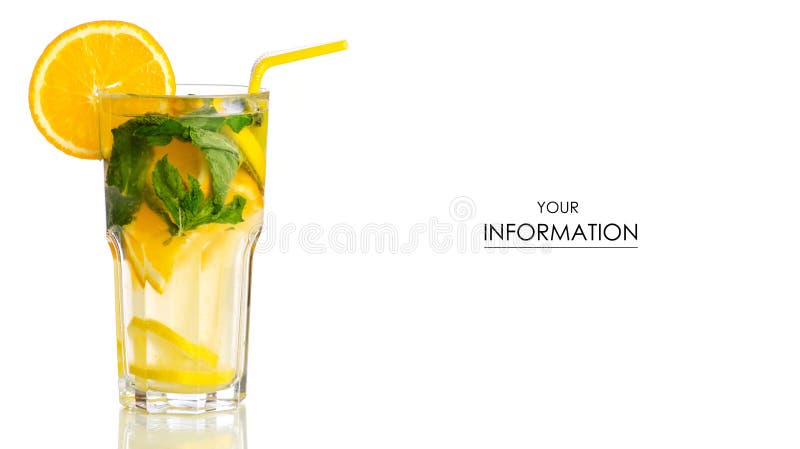 Laranja de vidro do limão da limonada com teste padrão da hortelã fotografia de stock