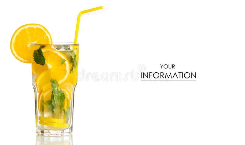 Laranja de vidro do limão da limonada com teste padrão da hortelã imagens de stock