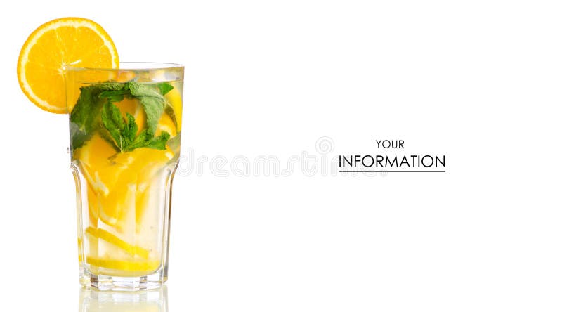 Laranja de vidro do limão da limonada com teste padrão da hortelã imagens de stock royalty free