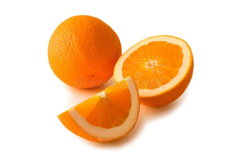 Whole and cut oranges. Whole and cut oranges