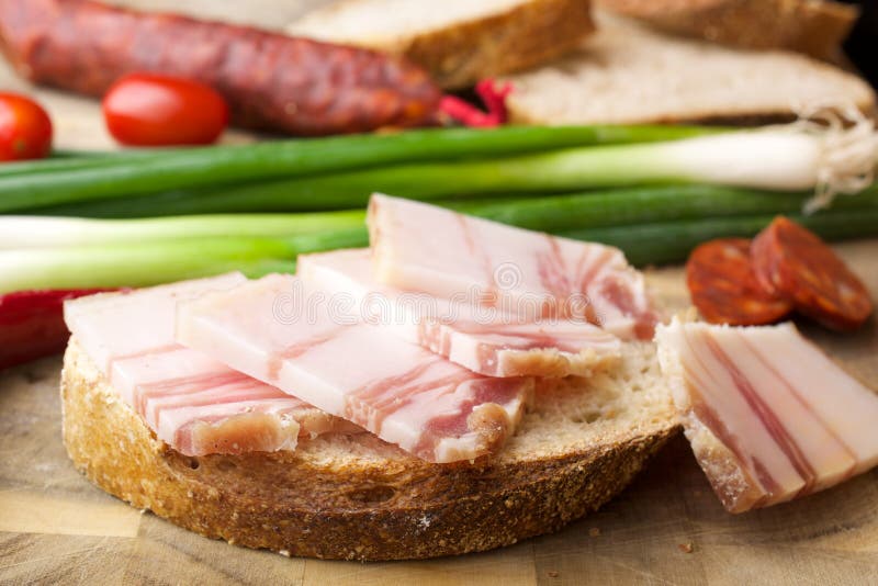 Lard on bread stock image. Image of lard, meaty, slice 70971127