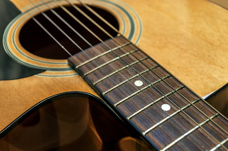 Large Acoustic Guitar with Sound Hole and Pickguard Stock Image Image