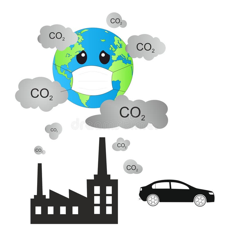 Large Amounts Of Carbon Dioxide Greenhouse Gases Destroys Our Planet Stock Illustration Illustration Of Amounts Cloud