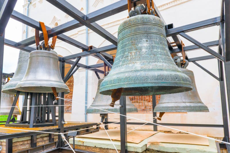 Large ancient church bells stock photography