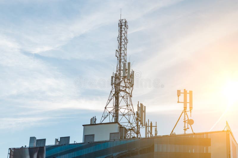 Large Antenna on the Roof of the House Stock Photo Image of dusk