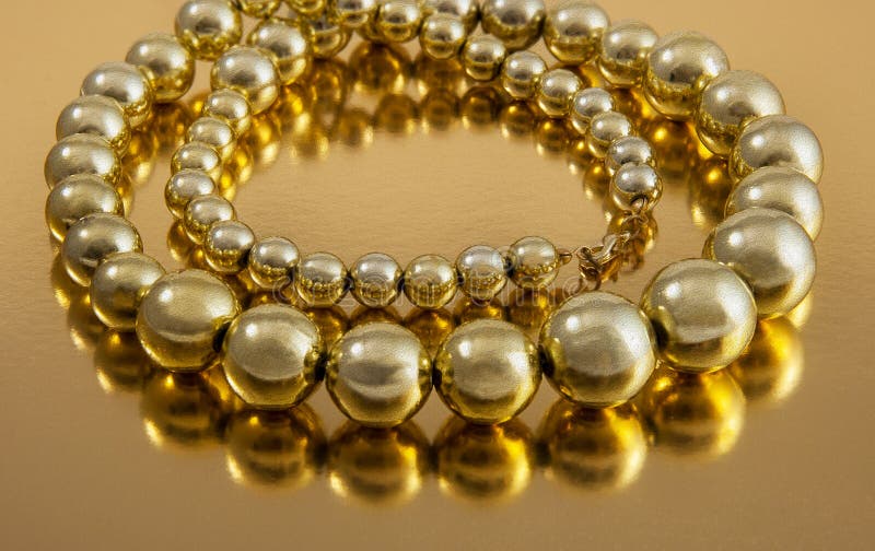 Large Beads Necklace on Gold Stock Image Image of style, trend 162303981